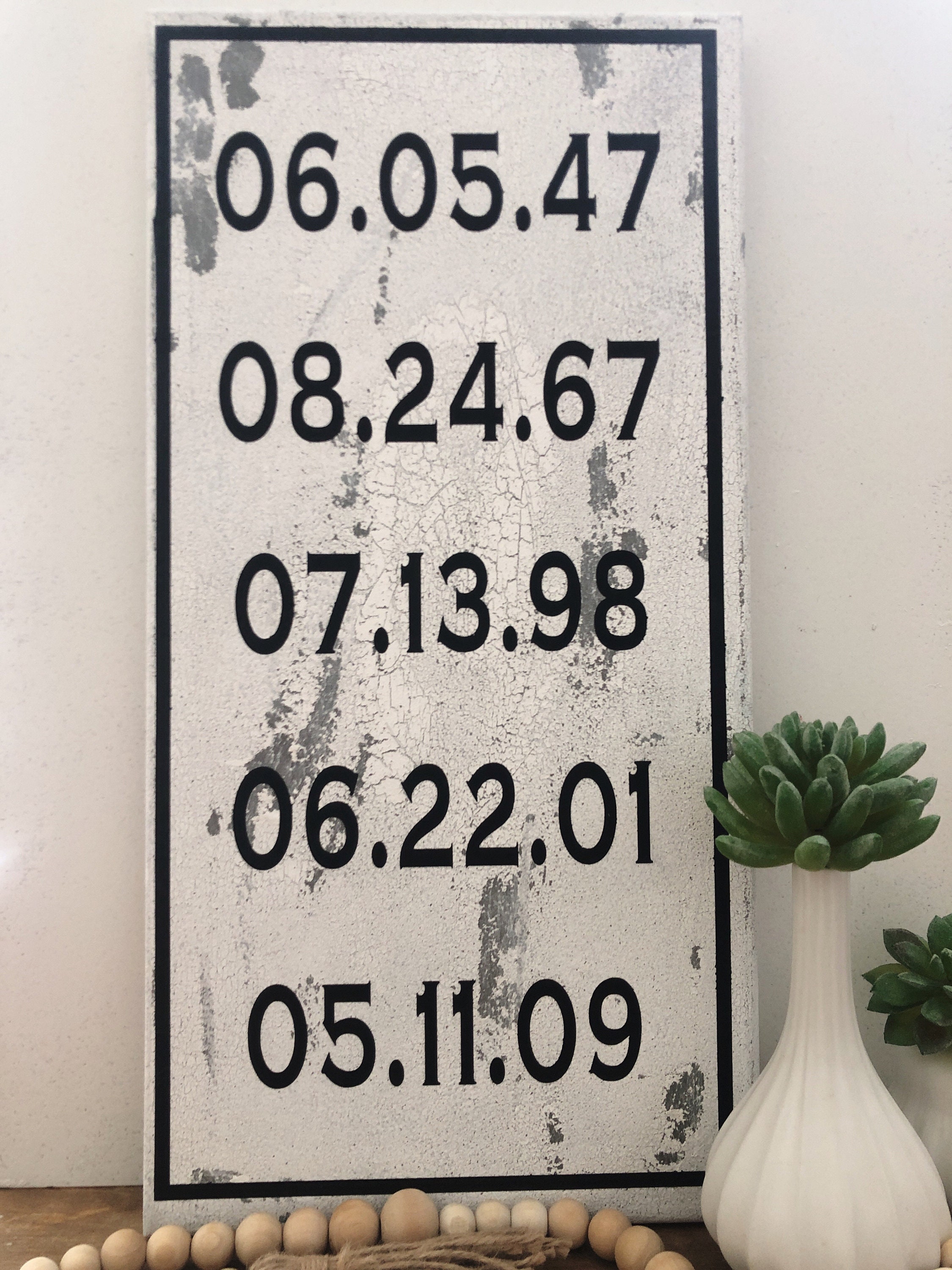 Custom Dates to Remember | Personal Family Decor | Birthday Anniversary Date Gift | Personalized Dates | Kid Birthdates | Special Date Art
