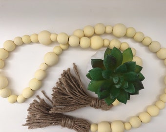 Nanalou Ghirlanda Di Perline In Legno Di Noce Brasiliano, Fatta A Mano, Stile Boho Per Decorazione Casa (media, Noce)