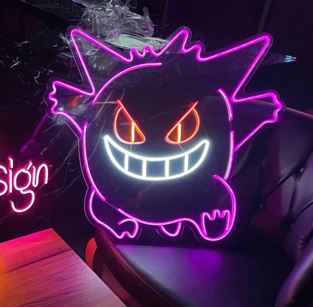 Gengar Neon Sign Gengar Neon Sign Bedroom Pokemon Gengar Etsy