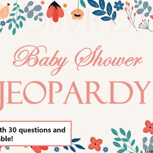 Baby Shower Game Virtual or In person- Gender Neutral - Jeopardy Customizable - Editable - Floral Boho Garden Pregnant Pregnancy game online