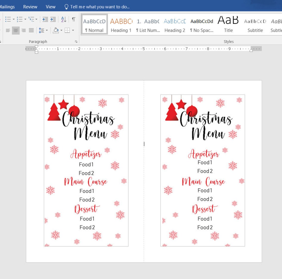 EDITABLE Christmas Party Dinner Menu Holiday Menu Christmas | Etsy