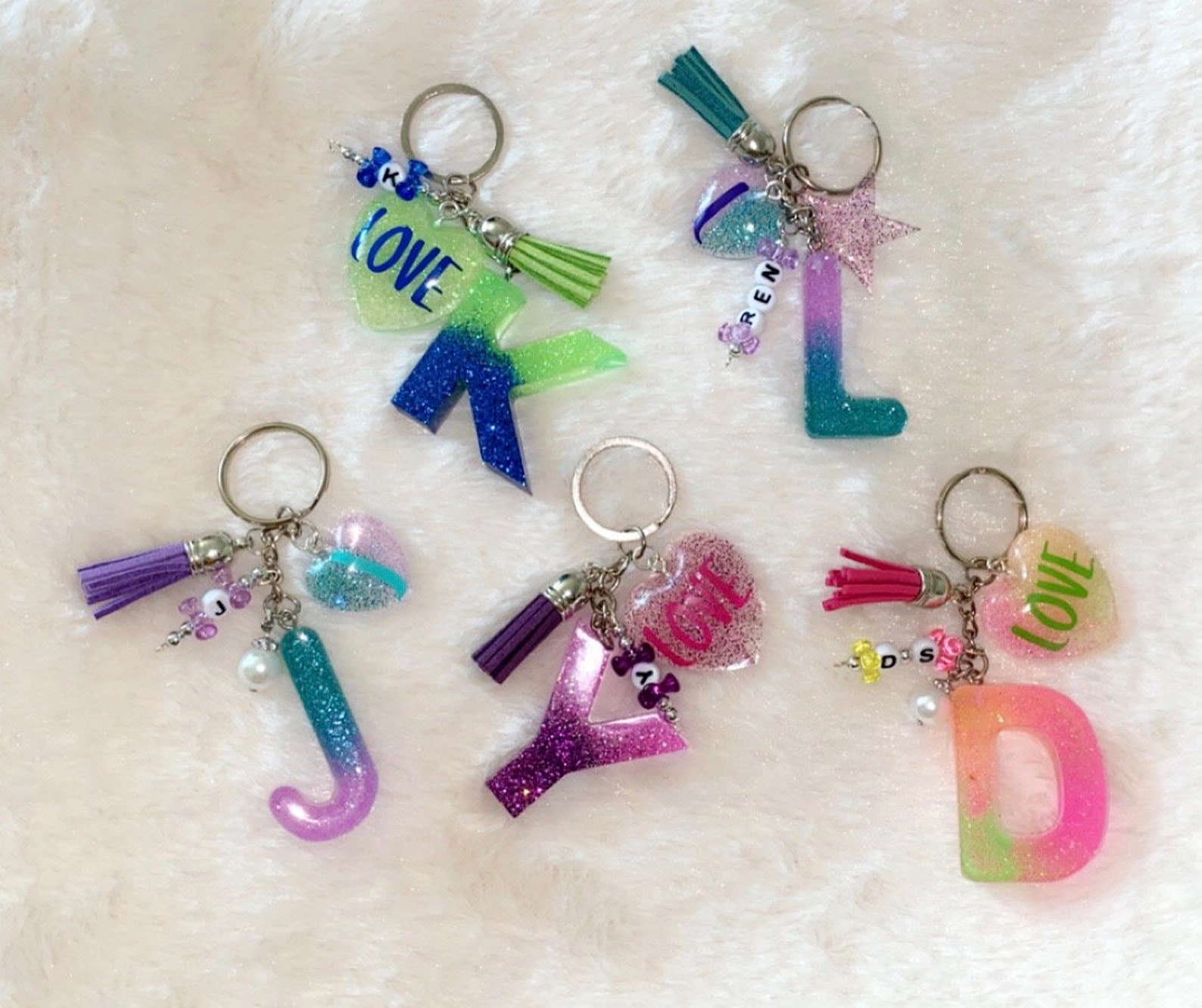 Initial Keychain Alphabet Letter Keychains Keychain Etsy