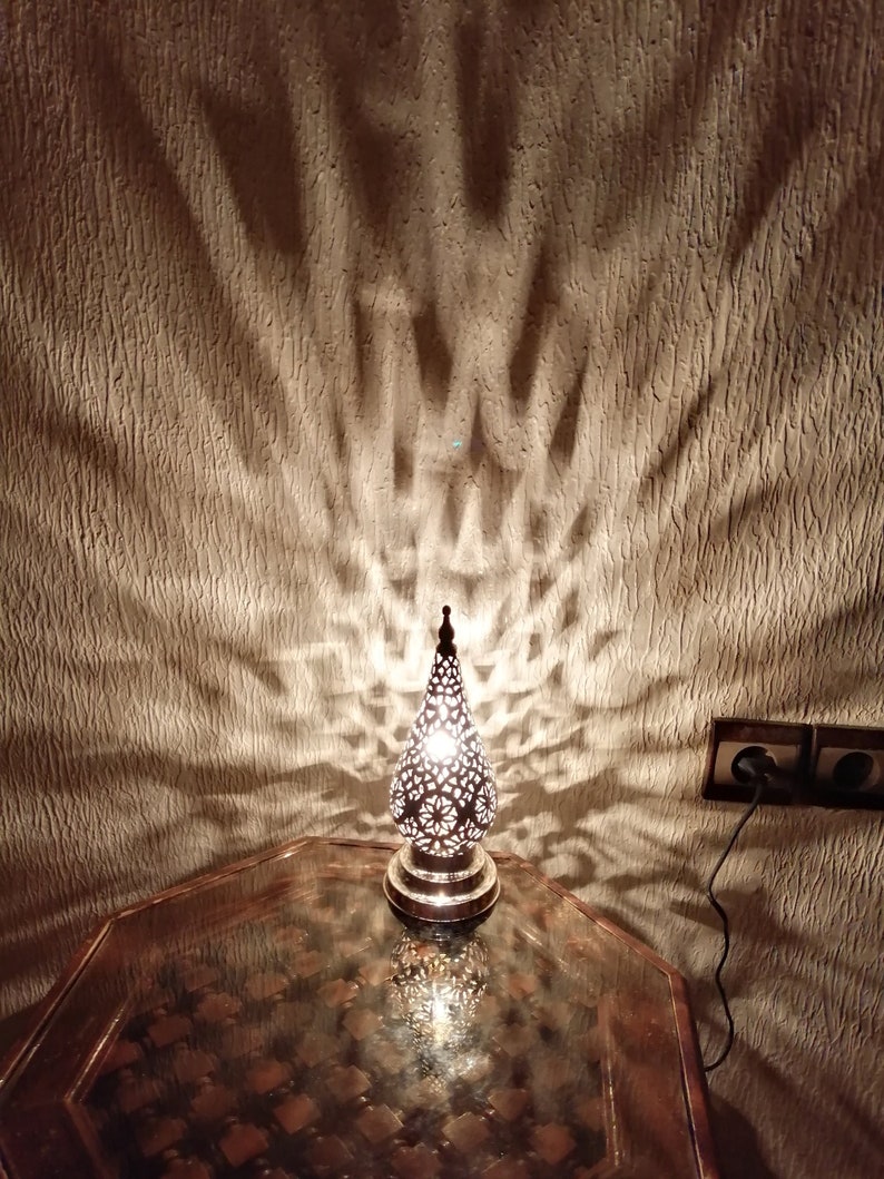 Moroccan spherical night light Lampshade Handmade brass decoration Pure Crafts of Fez Table lamp