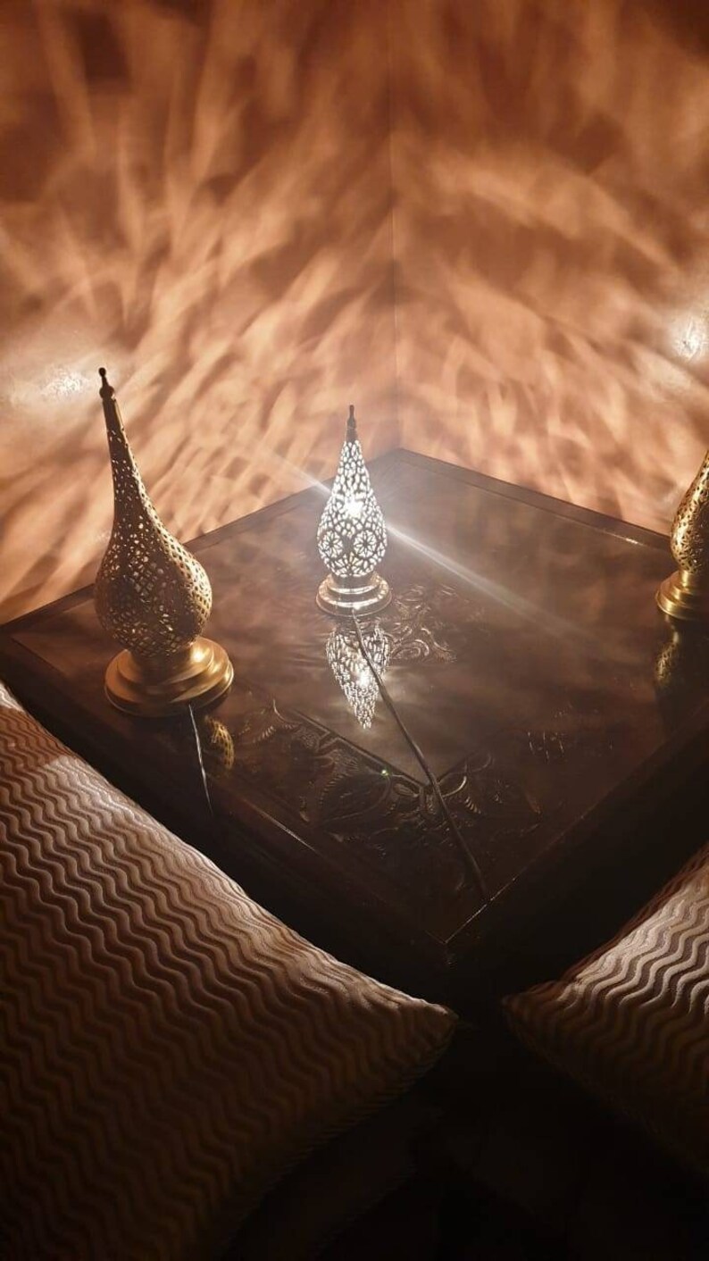 Moroccan night light Lampshade Table lamp Pure handcraft of Fez Morocco Handmade brass silvered decoration