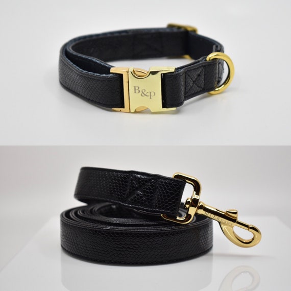 black dog collar and lead