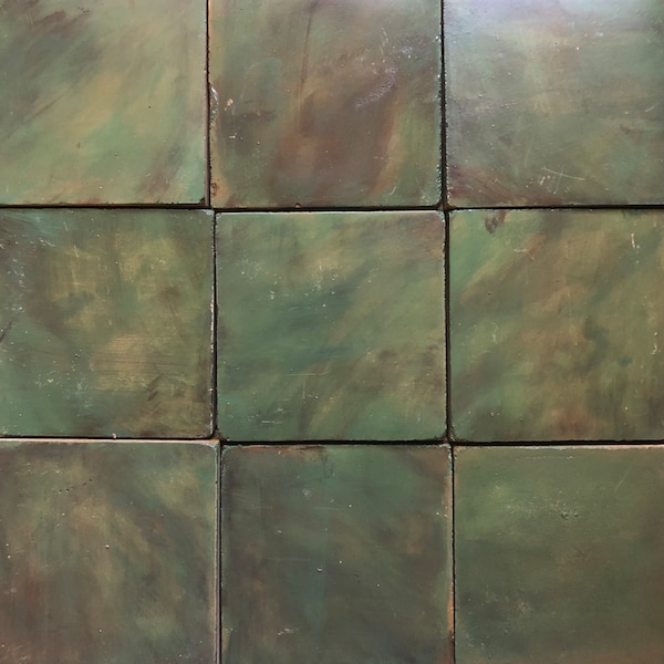 4x4 Antique Glaze Grueby Green Handmade Arts and Crafts Mission Craftsman Wall Tile