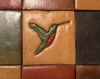4x4 Decorative Hummingbird Kitchen Fireplace Wall Tile Accent Deco Handmade