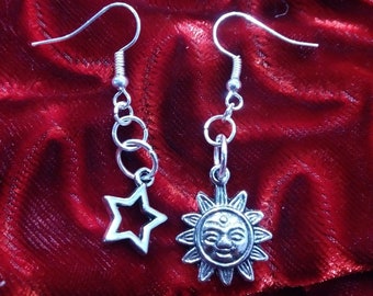 Celestial Sun and Star Earring mismatch charm earrings