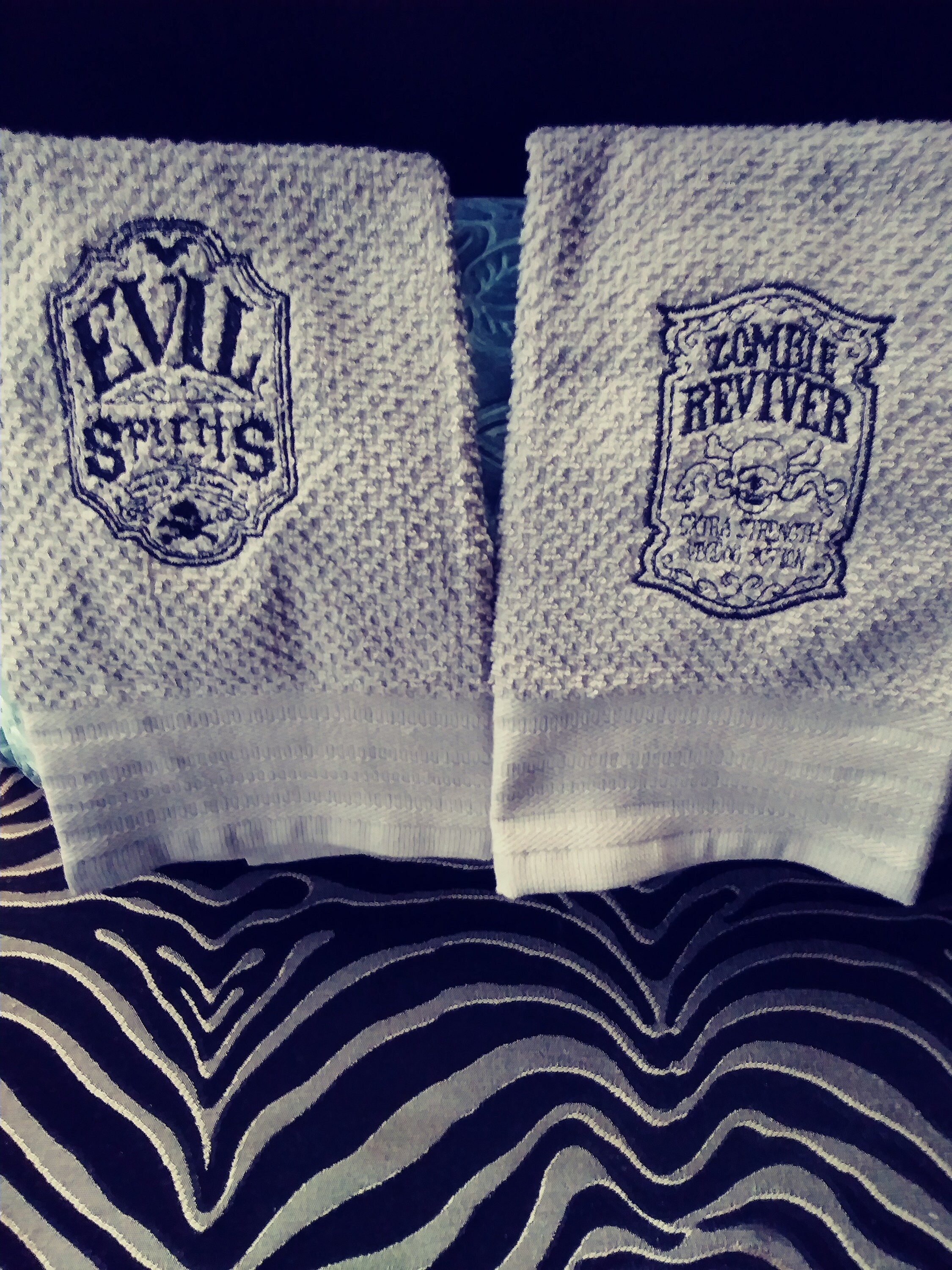 Zombie Reviver / Evil Spirits Embroidered Cotton Bar Mop Towel Set - Etsy