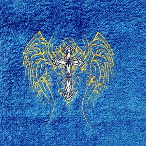 geflügeltes Kreuz Hand gestickt Baumwolle Handtuch Set