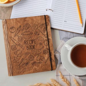 Wooden recipe book, recipe keepsake cookbook binder, family recipe journal, cooking notebook, wooden gift, custom cookbook, mothers day gift