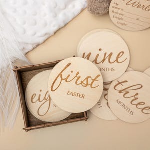 Marqueurs de mois pour bébé, ensemble de jalons, cartes d'étapes mensuelles, signes d'étapes pour les premières vacances de bébé, signe pour nouveau-né, cadeau pour nouveau-né