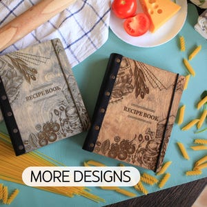 Custom leather bound journal Recipe book Anniversary gift Christmas gift, Recipe book For Mom, Cook book, Cookbook Wooden Cover Notebook