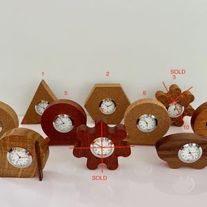 Handmade Wood & Cork Clocks fit nicely on shelf , desk , bedside table
