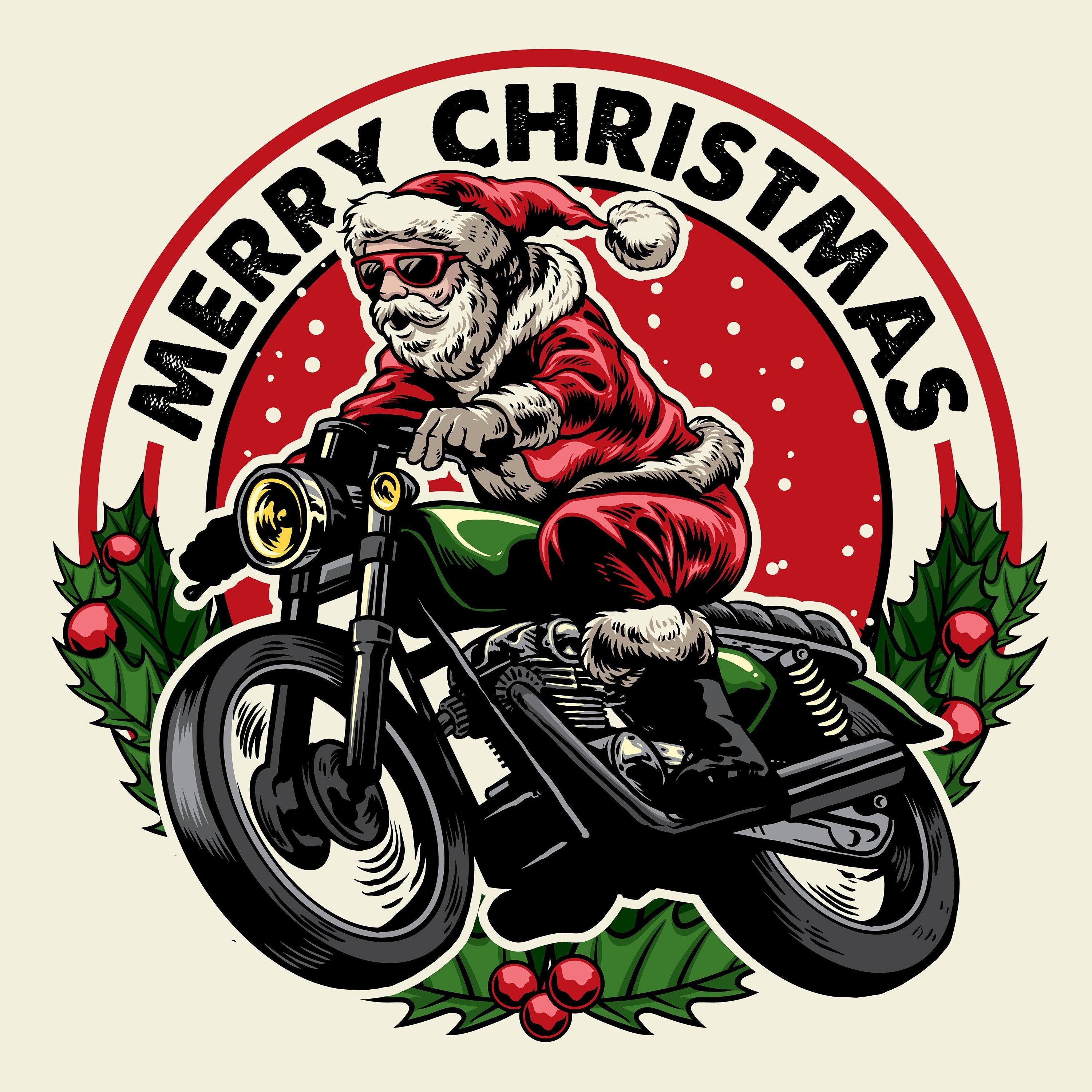 Santa Claus Biker Motorcycle Digital Prints Download Instant / - Etsy
