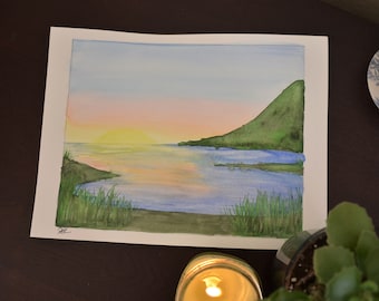 A New Zealand Sunset: Original Watercolor or Giclee Print