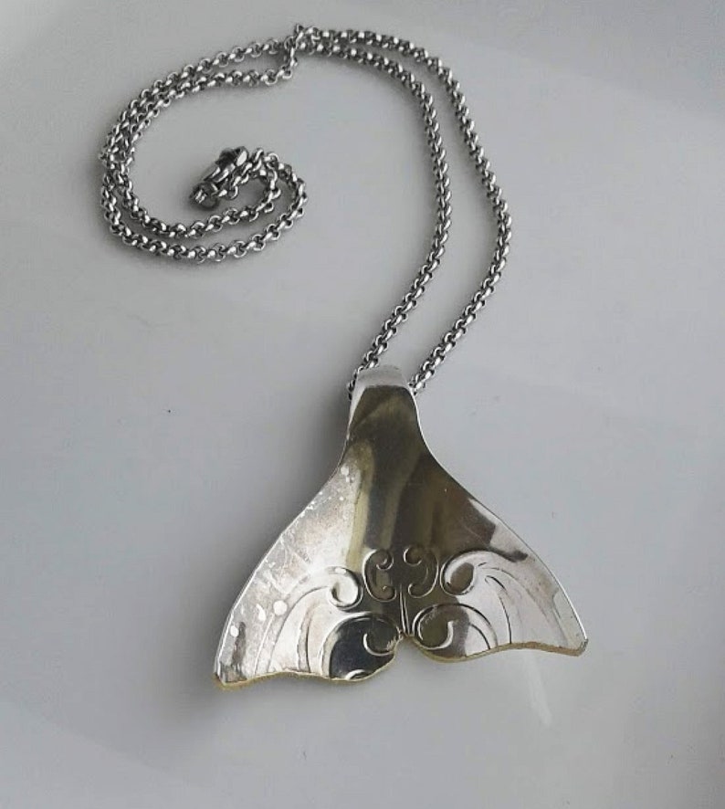 1098 Silver Spoon Whale Tail Necklace.