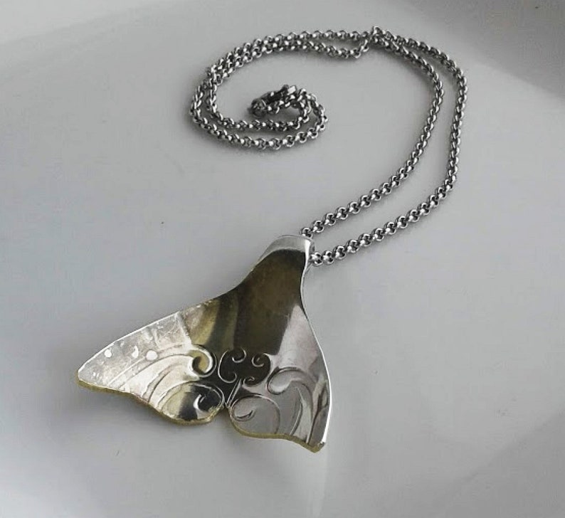 1098 Silver Spoon Whale Tail Necklace.
