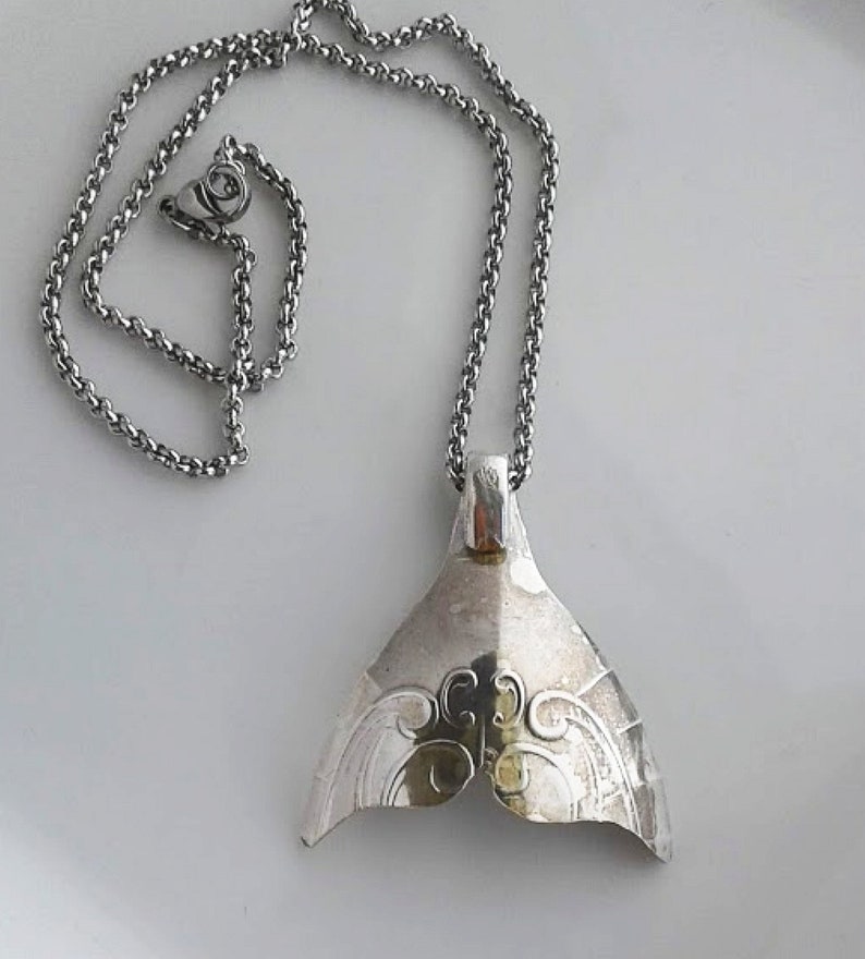 1098 Silver Spoon Whale Tail Necklace.