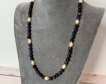 Blue Goldstone Beaded Necklace