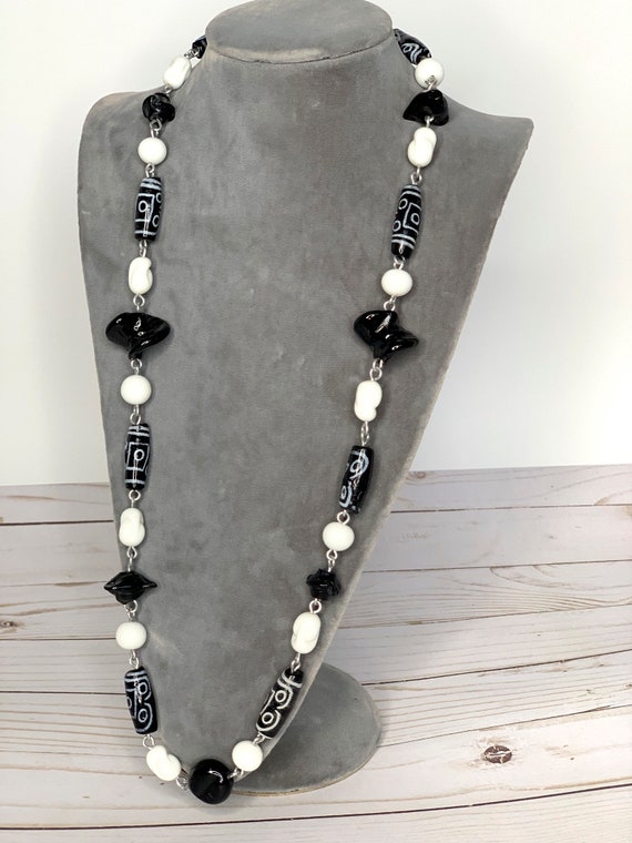 Hand Painted Glass Beaded Necklace Gem