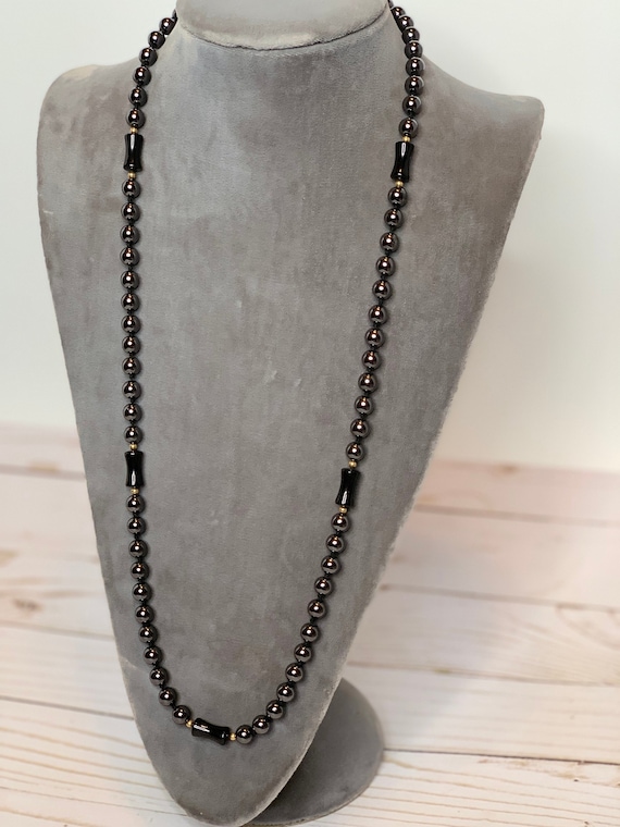 Hematite and Black Onyx Beaded Necklace