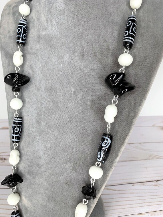 Hand Painted Glass Beaded Necklace Gem