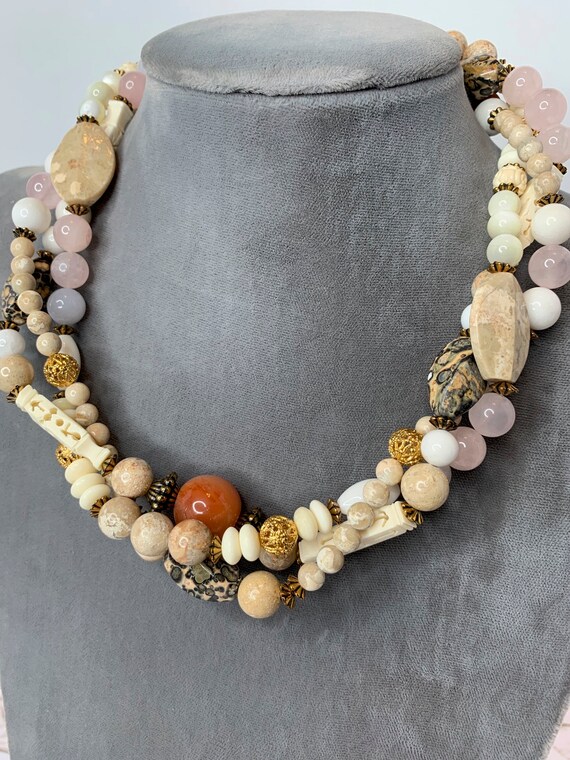 Multi-Strand Unique Gemstone Necklace
