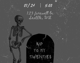 Editable Death to My 20s Birthday Invitation Template Mourn My Youth Birthday Invitation Thirtieth Birthday Invite Digital