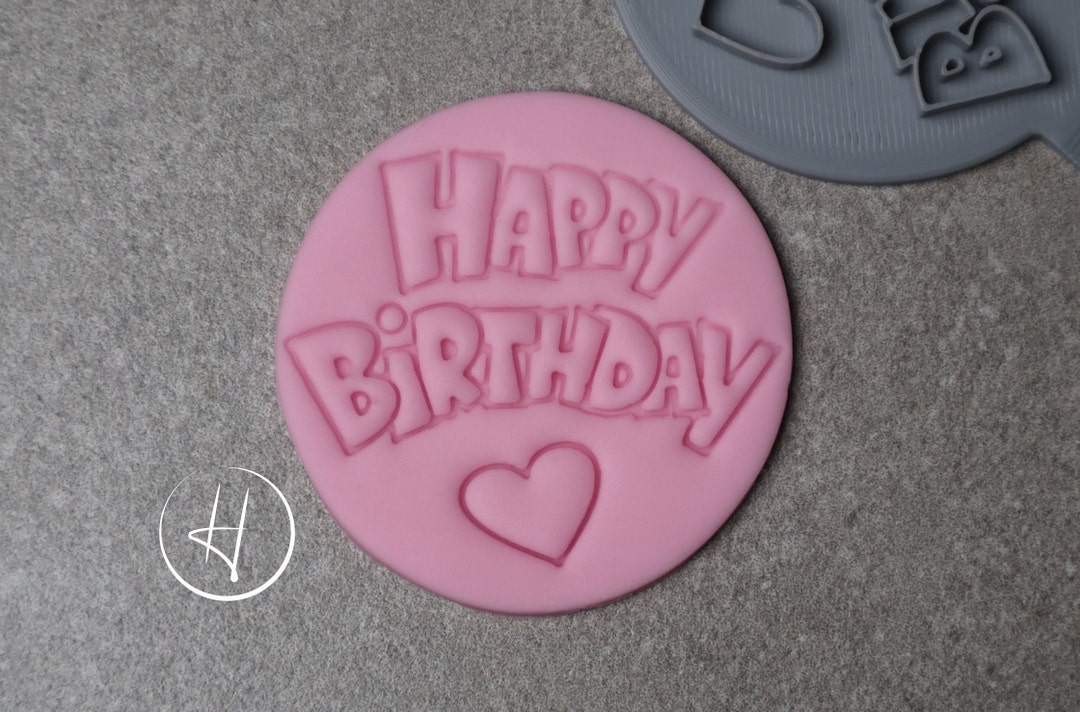 Happy Birthday Embosser Stamp 6 or 7cm Style 2 Etsy