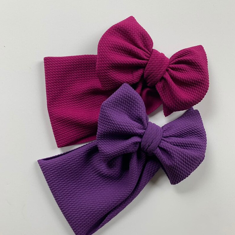 Magenta Deep Pink Purple Hair Bows Hair Clips Oversize Bows Stretch Headwrap Fabric Bow Big Bows Large Bow Headband Baby