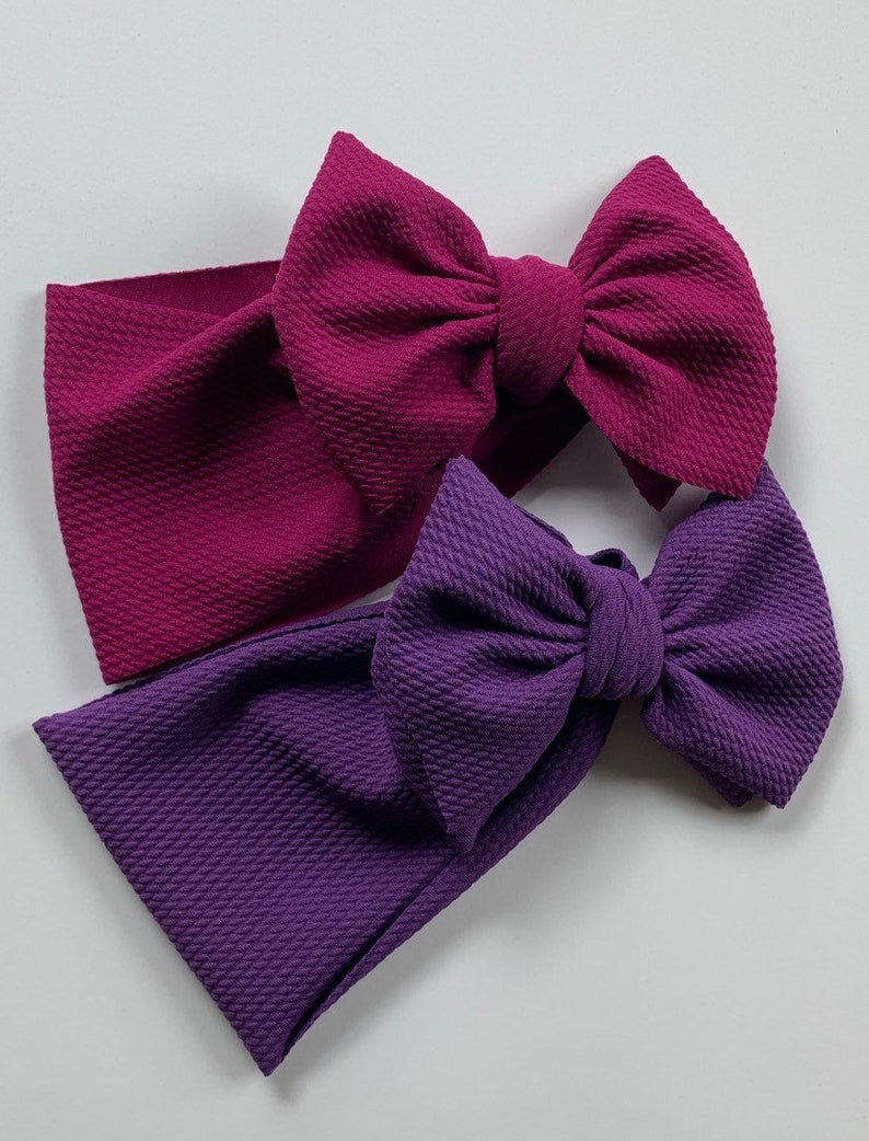 Magenta Deep Pink Purple Hair Bows Hair Clips Oversize Bows Stretch Headwrap Fabric Bow Big Bows Large Bow Headband Baby