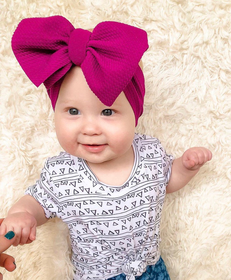 Magenta Deep Pink Purple Hair Bows Hair Clips Oversize Bows Stretch Headwrap Fabric Bow Big Bows Large Bow Headband Baby