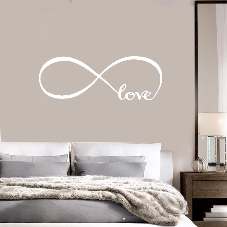 Infinity Love Wall Decal White Black Bedroom Wall Art Decor Etsy