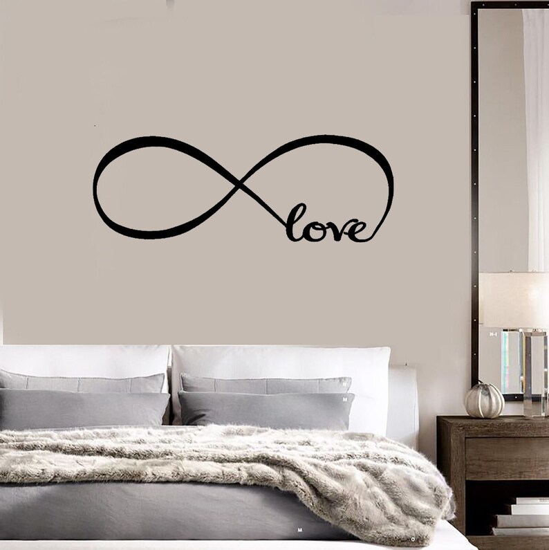 Infinity Love Wall Decal White Black Bedroom Wall Art Decor Etsy