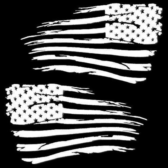 Set of 2pc Distressed American US Flags Vinyl Sticker Decal for LEFT RIGHT V2N
