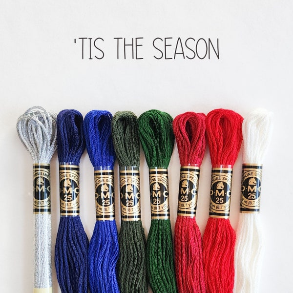 Tis The Season Christmas DMC Floss Bundle | Floss Color Palette | DMC Embroidery Thread | Embroidery Thread Bundle | Cotton Embroidery Floss