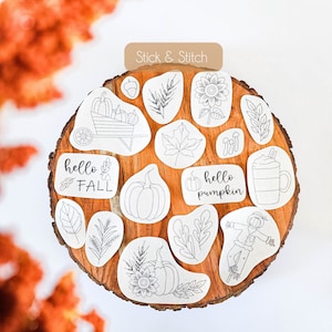 Autumn Stick and Stitch Hand Embroidery Designs | Embroidery Stickers | Fall Floral Embroidery Sticker | Stick and Stitch Embroidery Patches