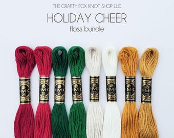 Holiday Cheer Christmas DMC Floss Bundle | Floss Color Palette | DMC Embroidery Thread | Embroidery Thread Bundle | Cotton Embroidery Floss