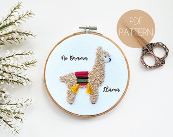 Llama Hand Embroidery Pattern | Beginner/Intermediate Embroidery Pattern | Modern Embroidery Pattern | Animal Embroidery Pattern PDF