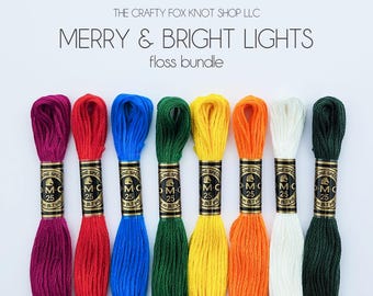 Christmas Light String DMC Floss Bundle | Floss Color Palette | DMC Embroidery Thread | Embroidery Thread Bundle | Cotton Embroidery Floss