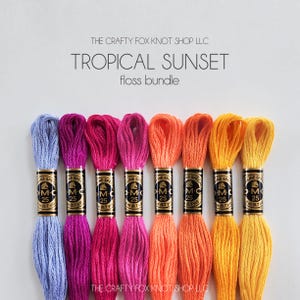 Tropical Sunset DMC Floss Bundle | Colorful Floss Color Palette | DMC Embroidery Thread | Embroidery Thread Bundle | Cotton Embroidery Floss