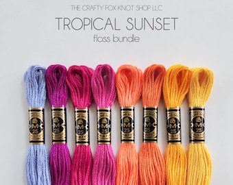 Tropical Sunset DMC Floss Bundle | Colorful Floss Color Palette | DMC Embroidery Thread | Embroidery Thread Bundle | Cotton Embroidery Floss