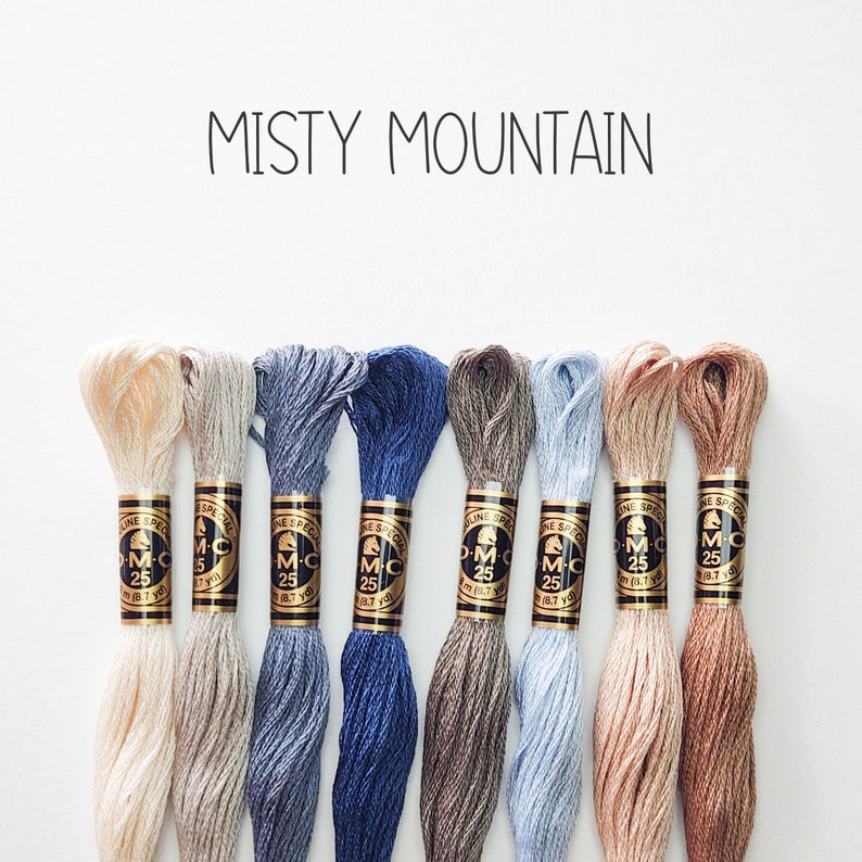 DMC Floss Bundle Floss Color Palette DMC Embroidery Thread Embroidery Thread Bundle Cotton Embroidery Floss Cross Stitch Floss Misty Mountain