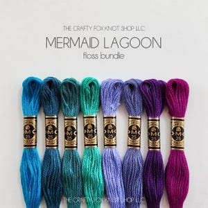 Mermaid Lagoon DMC Floss Bundle | Colorful Floss Color Palette | DMC Embroidery Thread | Embroidery Thread Bundle | Cotton Embroidery Floss