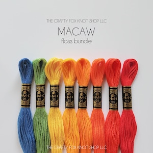 Macaw DMC Floss Bundle | Colorful Floss Color Palette | DMC Embroidery Thread | Embroidery Thread Bundle | Cotton Embroidery Floss