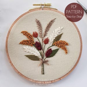 Harvest Grains Bouquet Hand Embroidery Pattern | Beginner Embroidery Pattern | Modern Embroidery Pattern | PDF Pattern | Floral Beginner PDF