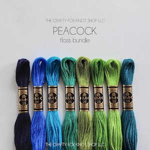 Peacock DMC Floss Bundle | Colorful Floss Color Palette | DMC Embroidery Thread | Embroidery Thread Bundle | Cotton Embroidery Floss