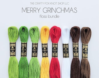 Merry Grinchmas Holiday DMC Floss Bundle | Floss Color Palette | DMC Embroidery Thread | Embroidery Thread Bundle | Cotton Embroidery Floss