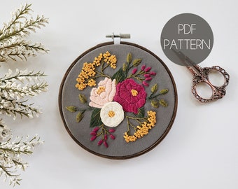 Hand Embroidery Pattern pdf | Beginner Embroidery Pattern | Modern Embroidery Pattern | pdf Pattern | Floral Beginner pdf | DIY Embroidery